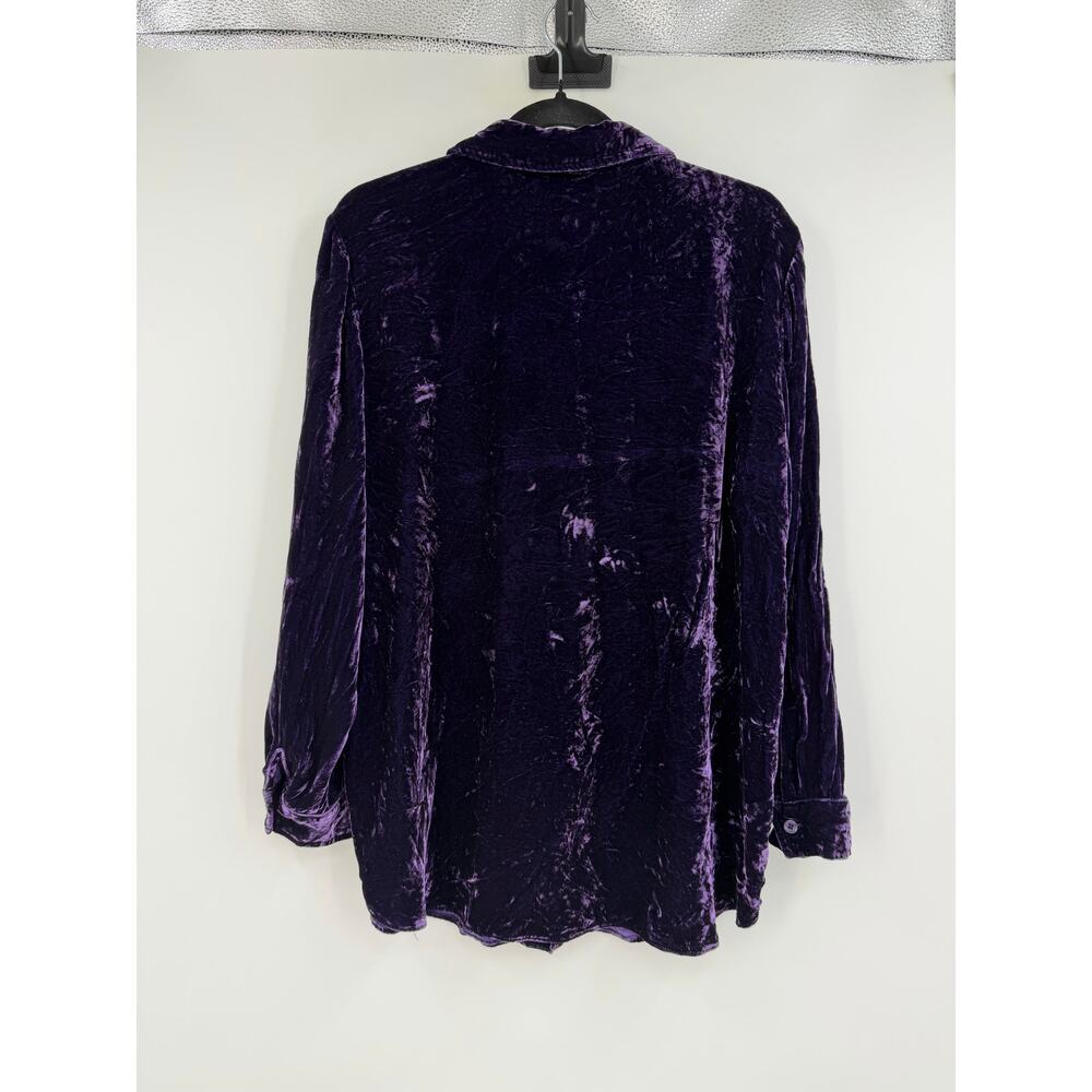 Soft Surroundings Womens Button Up Shirt Size XL Velvet Purple Long Sleeve Goth - Picture 2 of 9